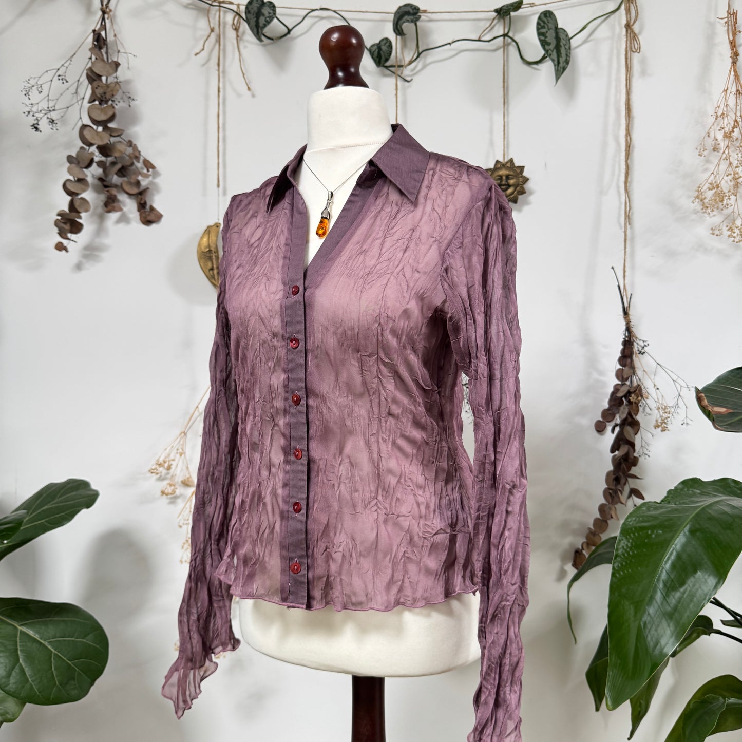 Lavender sheer shirt - size L