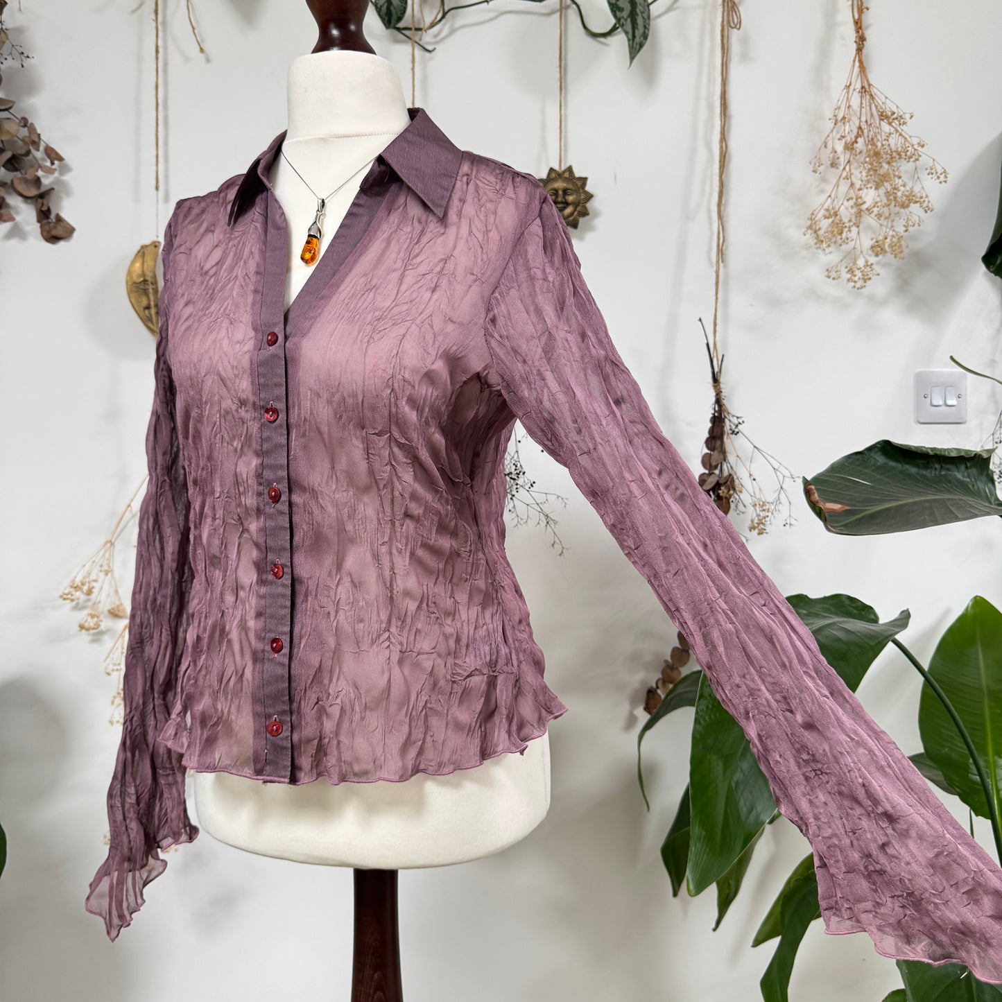 Lavender sheer shirt - size L