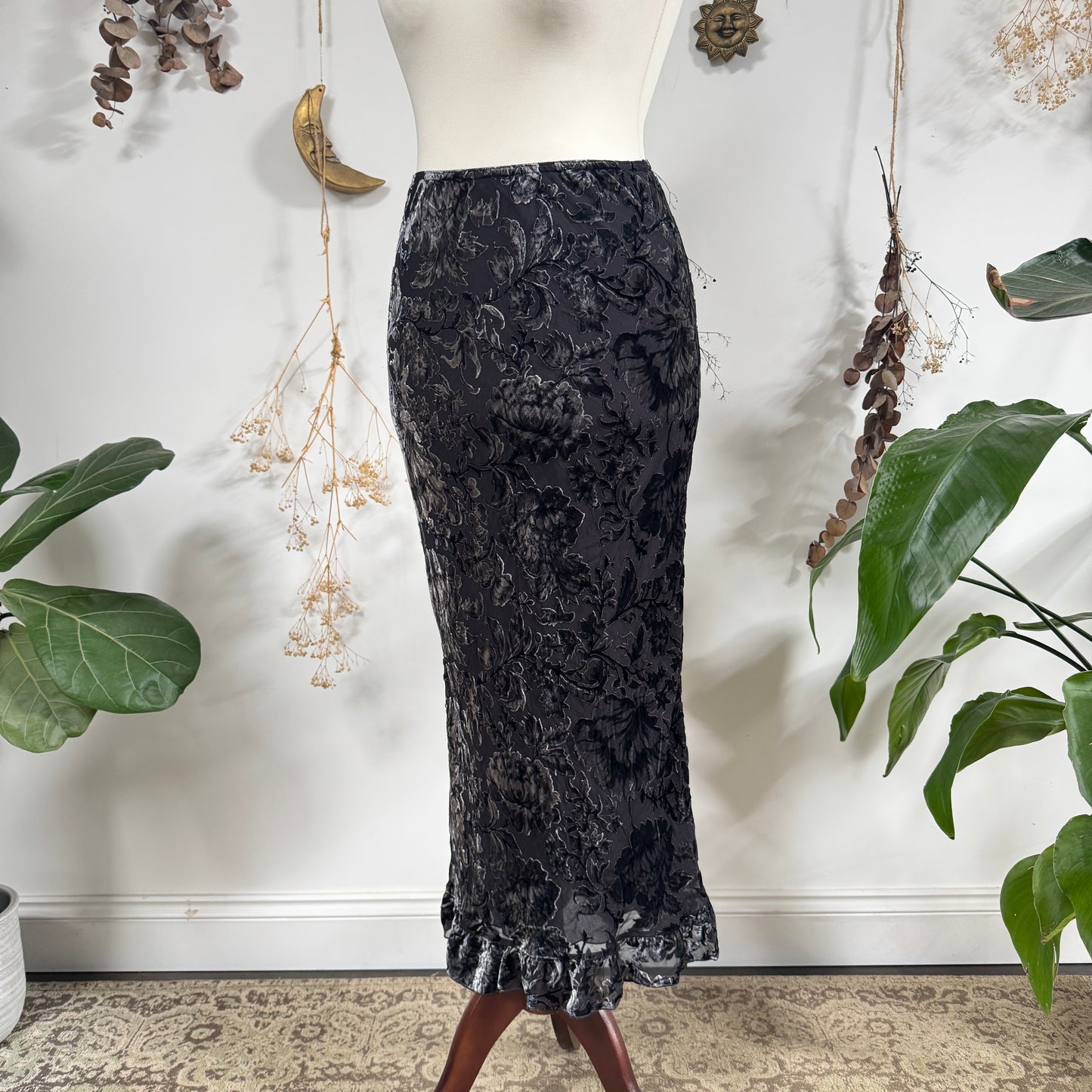 Grey velvet skirt - size S