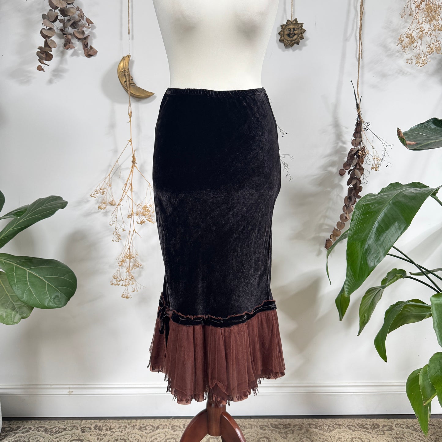 Brown velvet skirt - size S