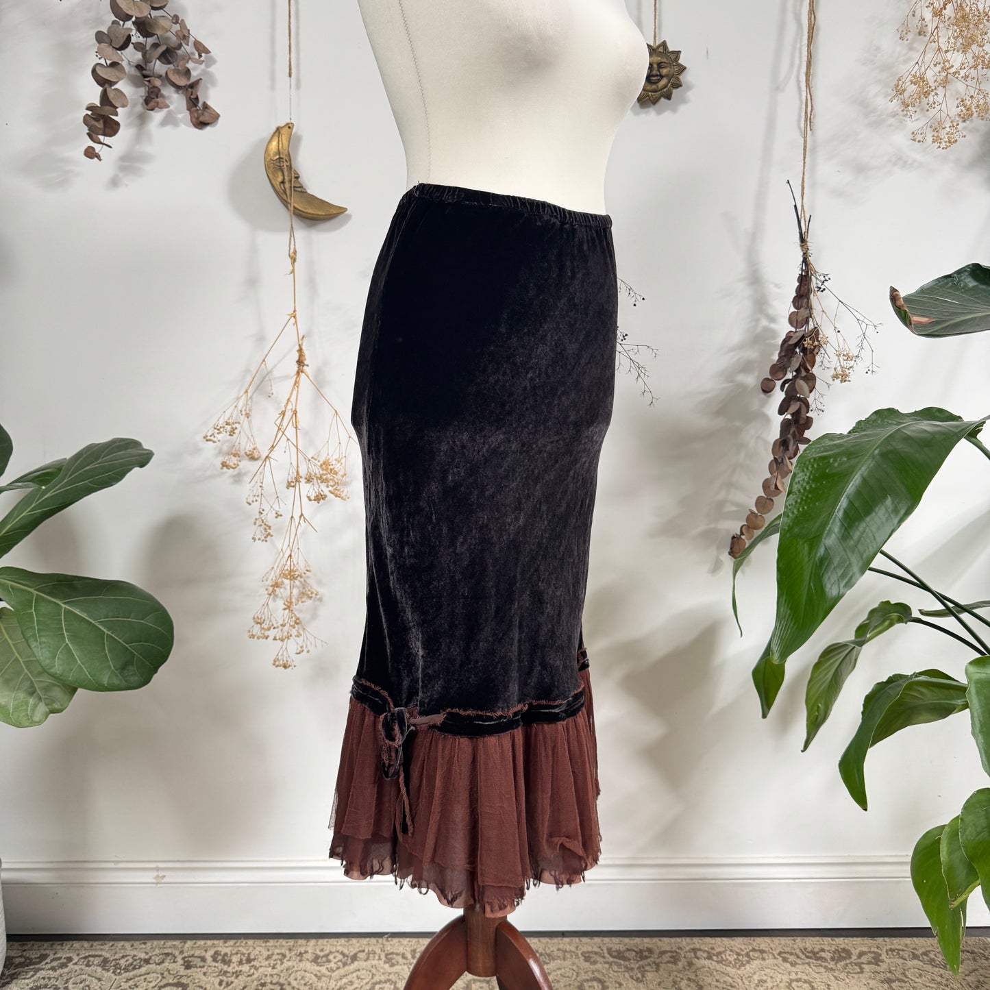 Brown velvet skirt - size S