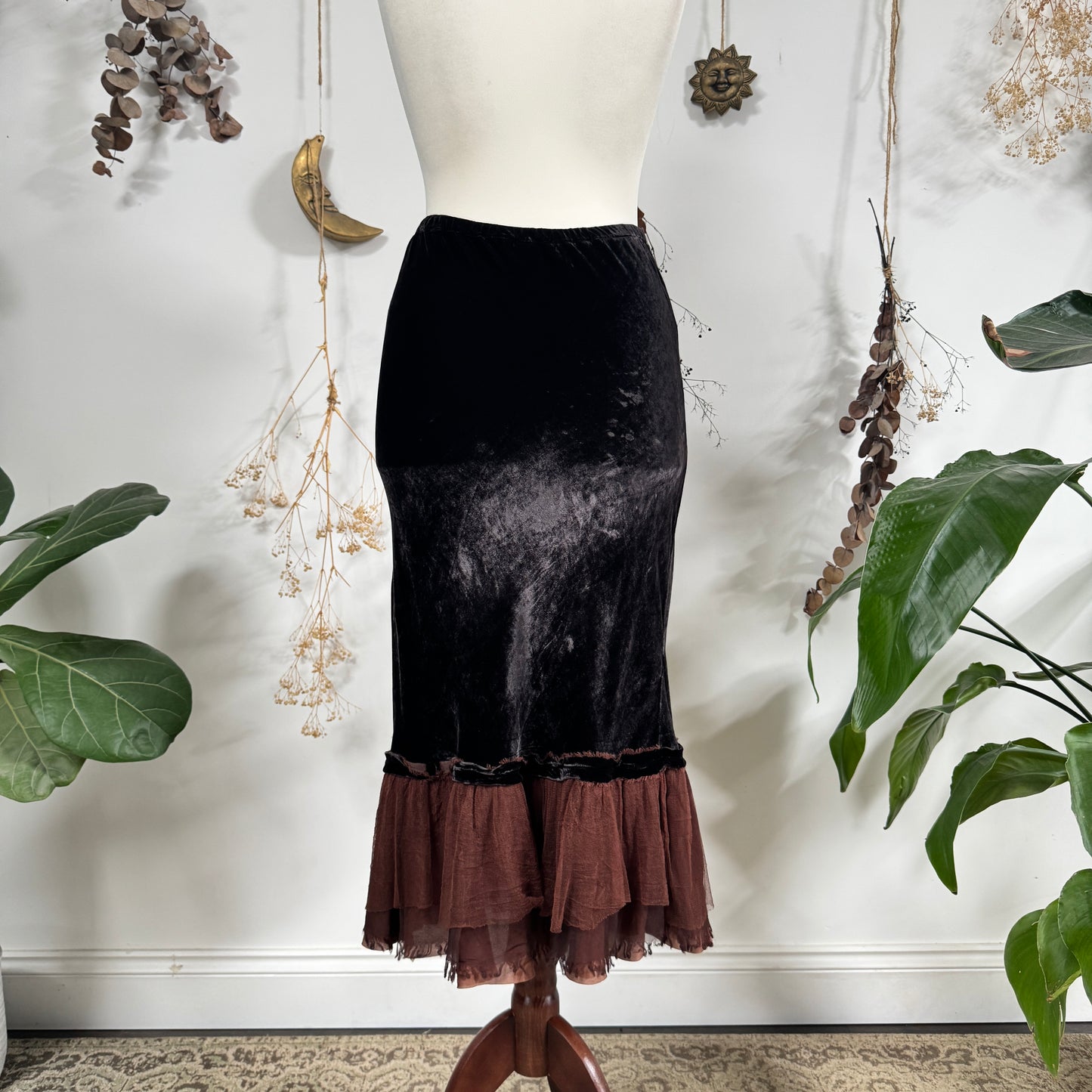 Brown velvet skirt - size S