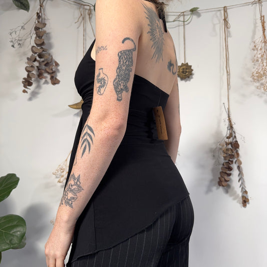 Black slinky halter top - size S/M