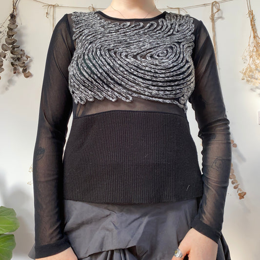 Mesh & knit top - size L