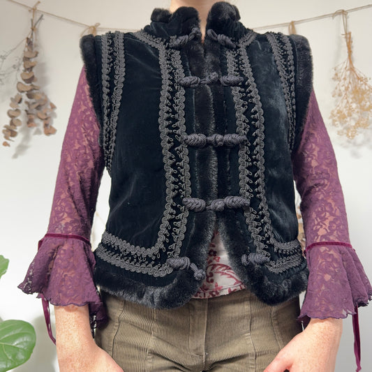 Black velvet gilet - size M/L
