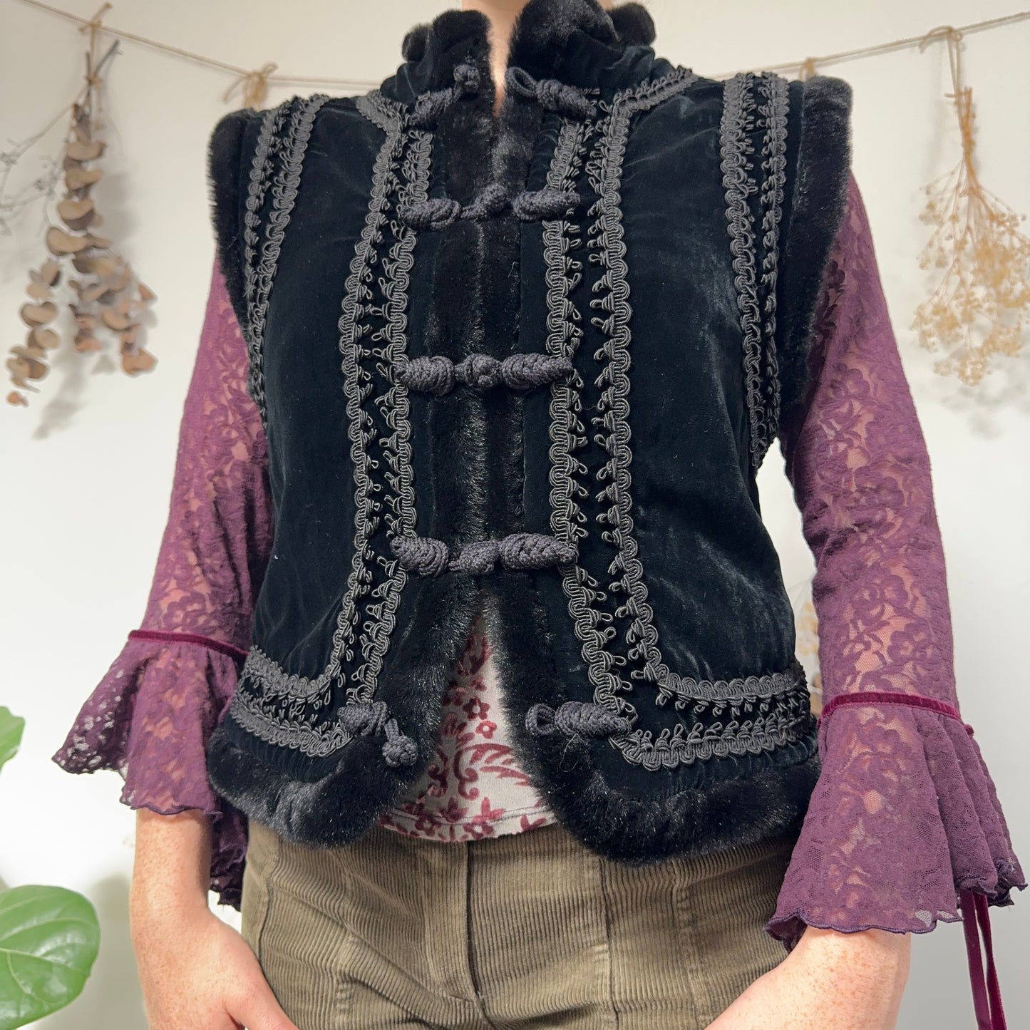 Black velvet gilet - size M/L