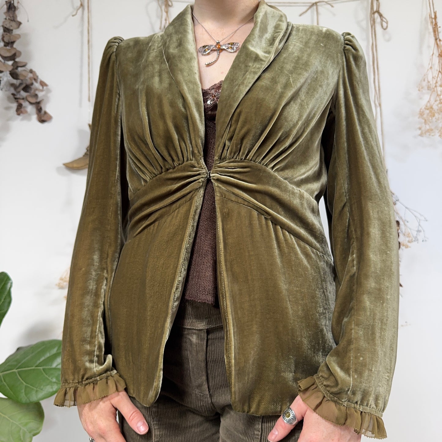 Green velvet jacket - size M