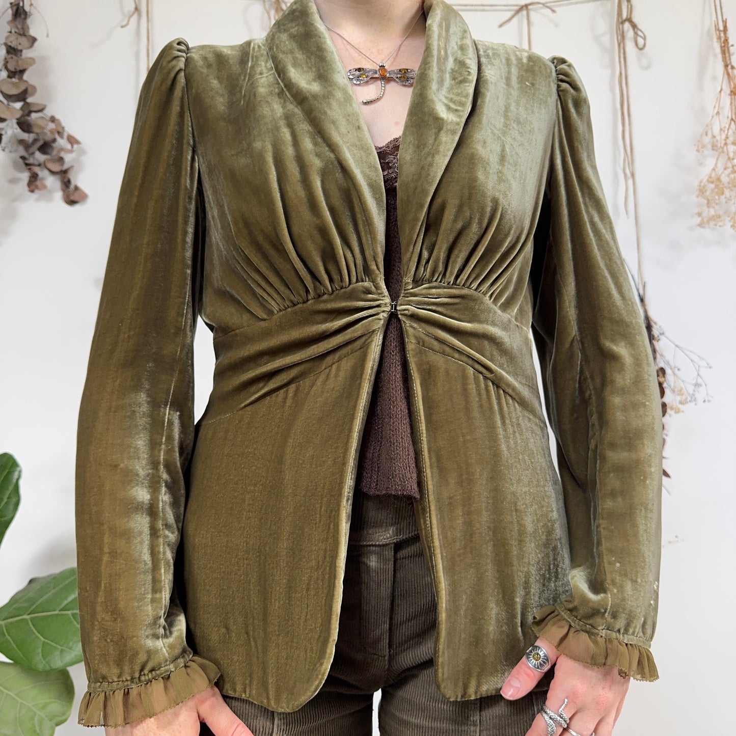 Green velvet jacket - size M