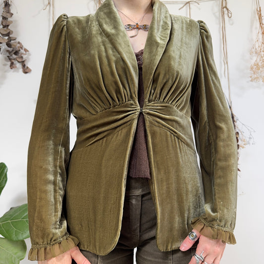 Green velvet jacket - size M