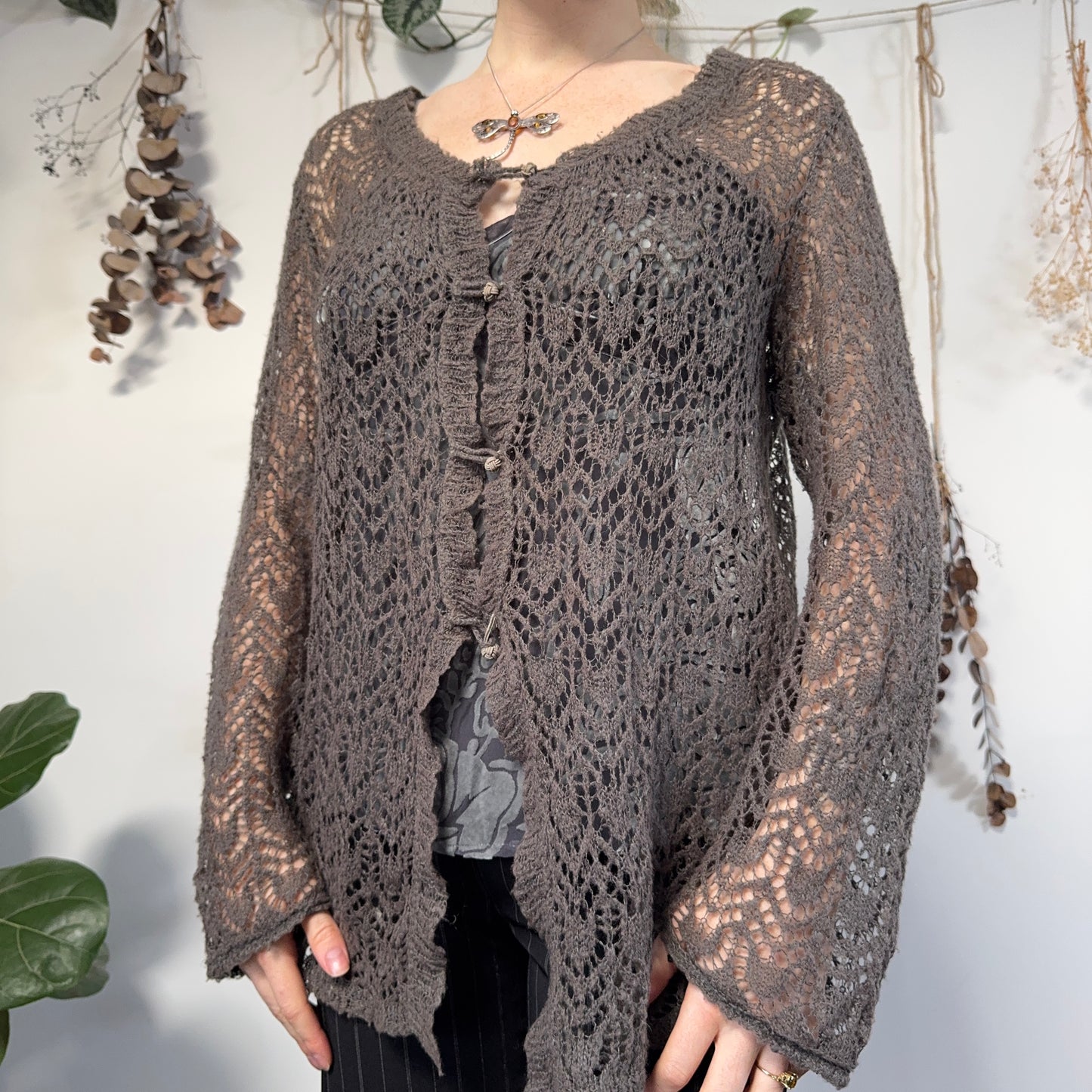 Mauve knit cardigan - size L/XL