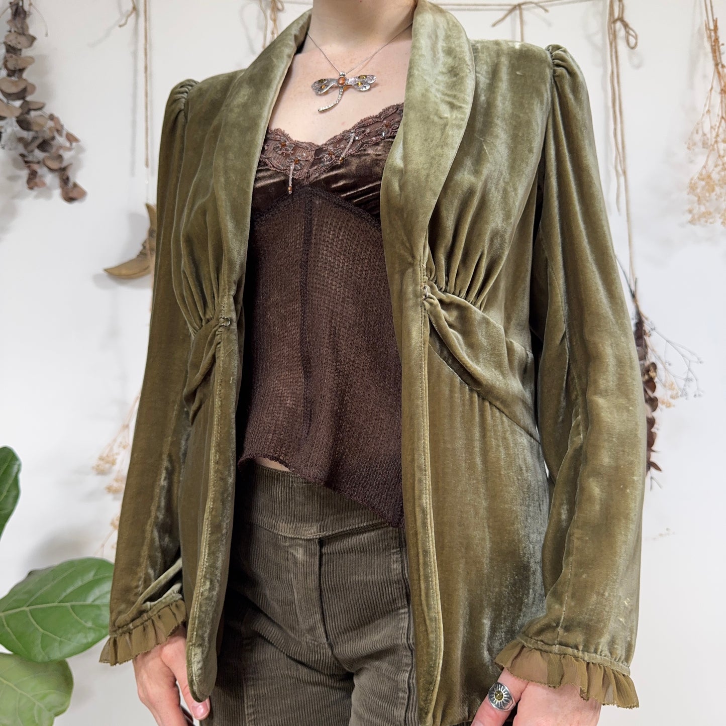 Green velvet jacket - size M