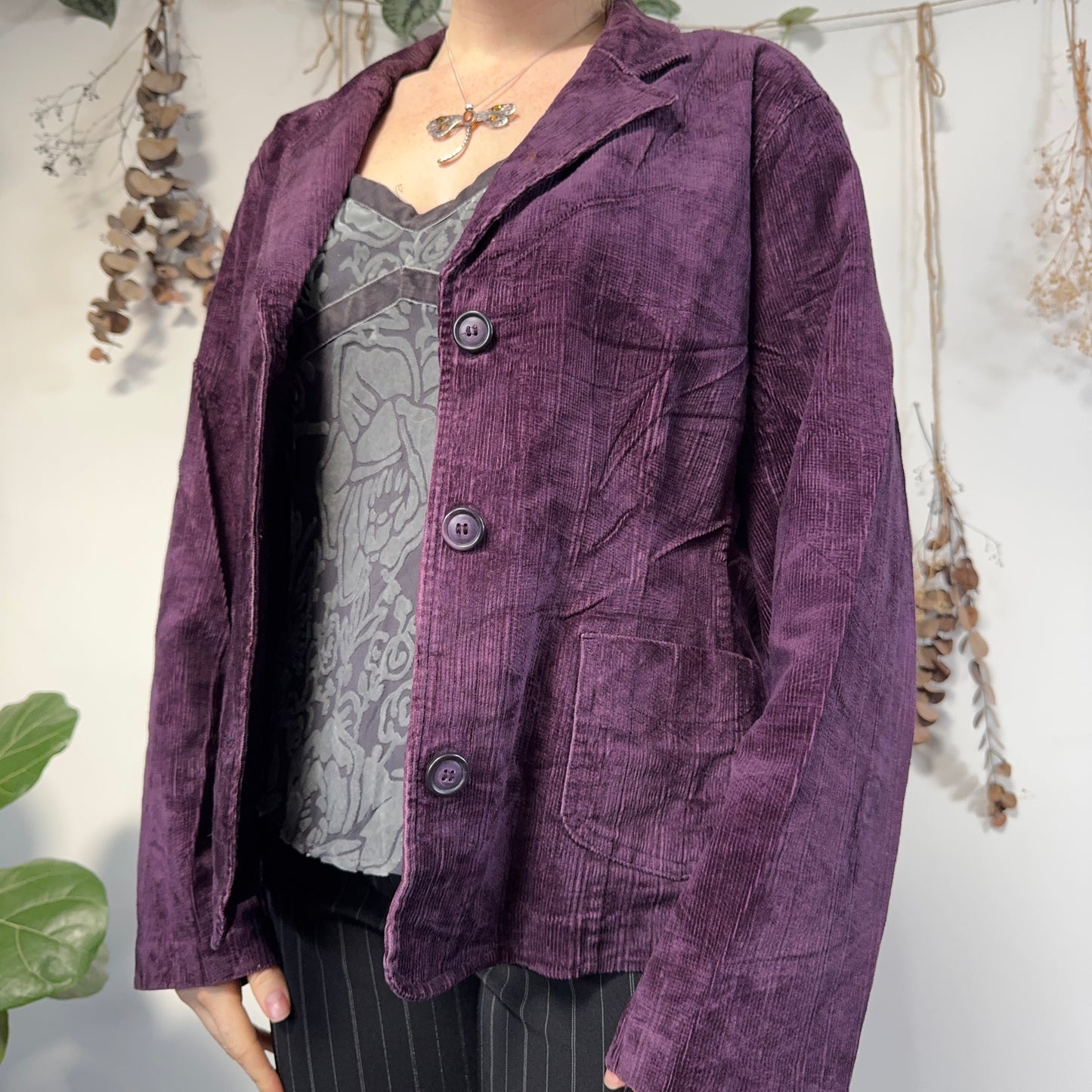 Purple cord jacket - size L
