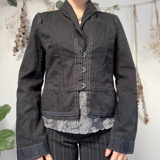 Black contrast stitch jacket - size M