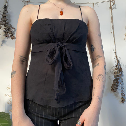 Black silk top - size S