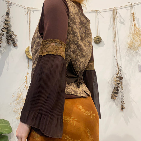Brown floral waistcoat - size L