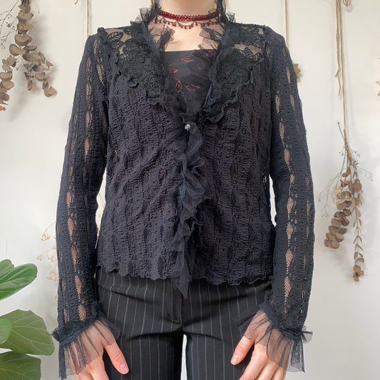 Black lace cardigan - size L/XL