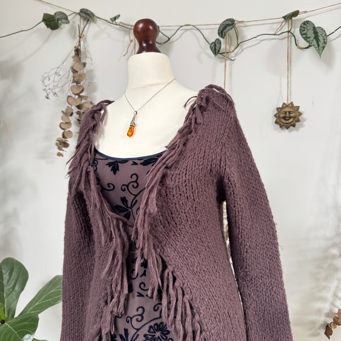 Purple knit cardigan - size M
