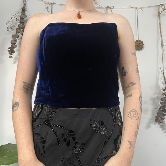 Deep blue velvet corset - size 12