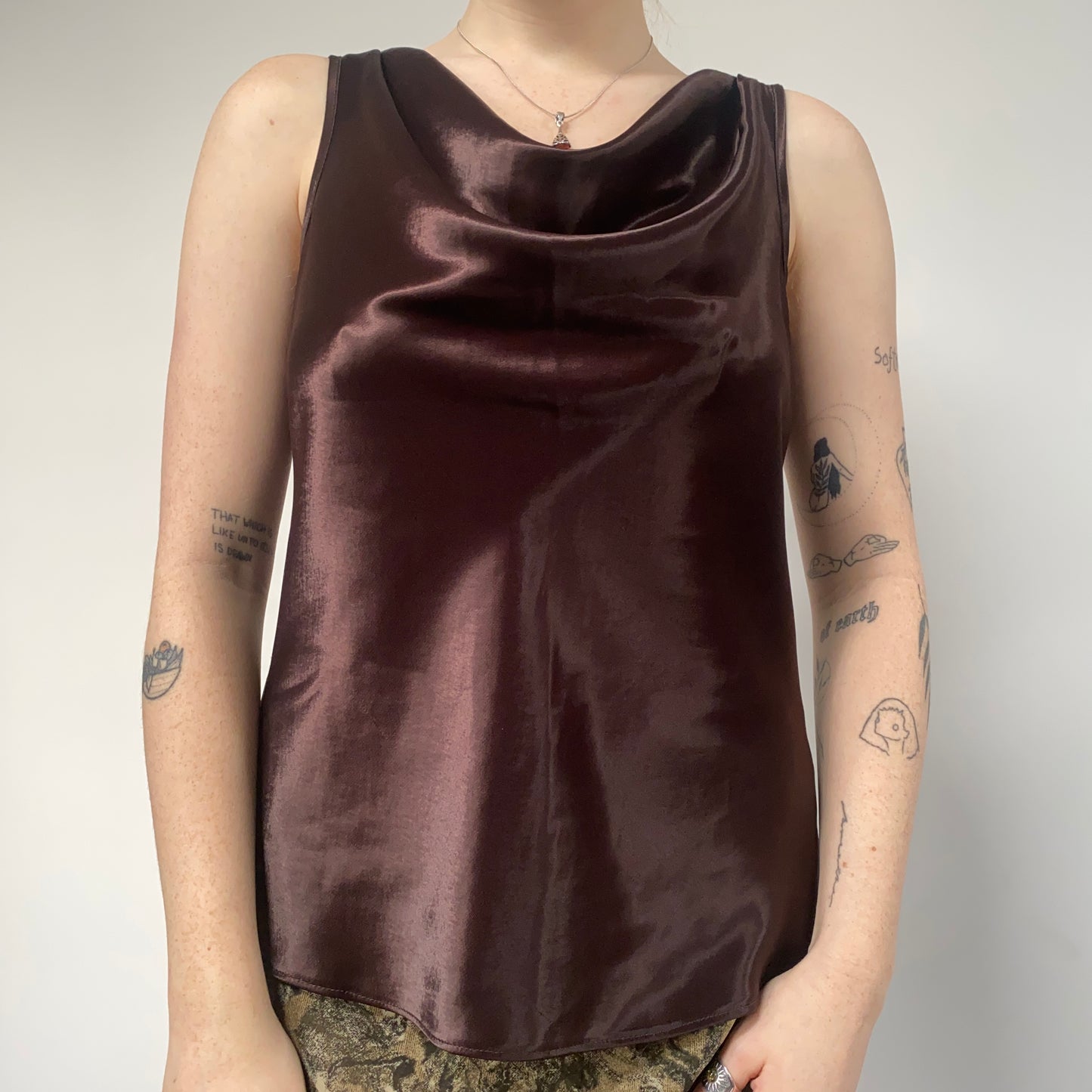 Brown cowl neck top - size M