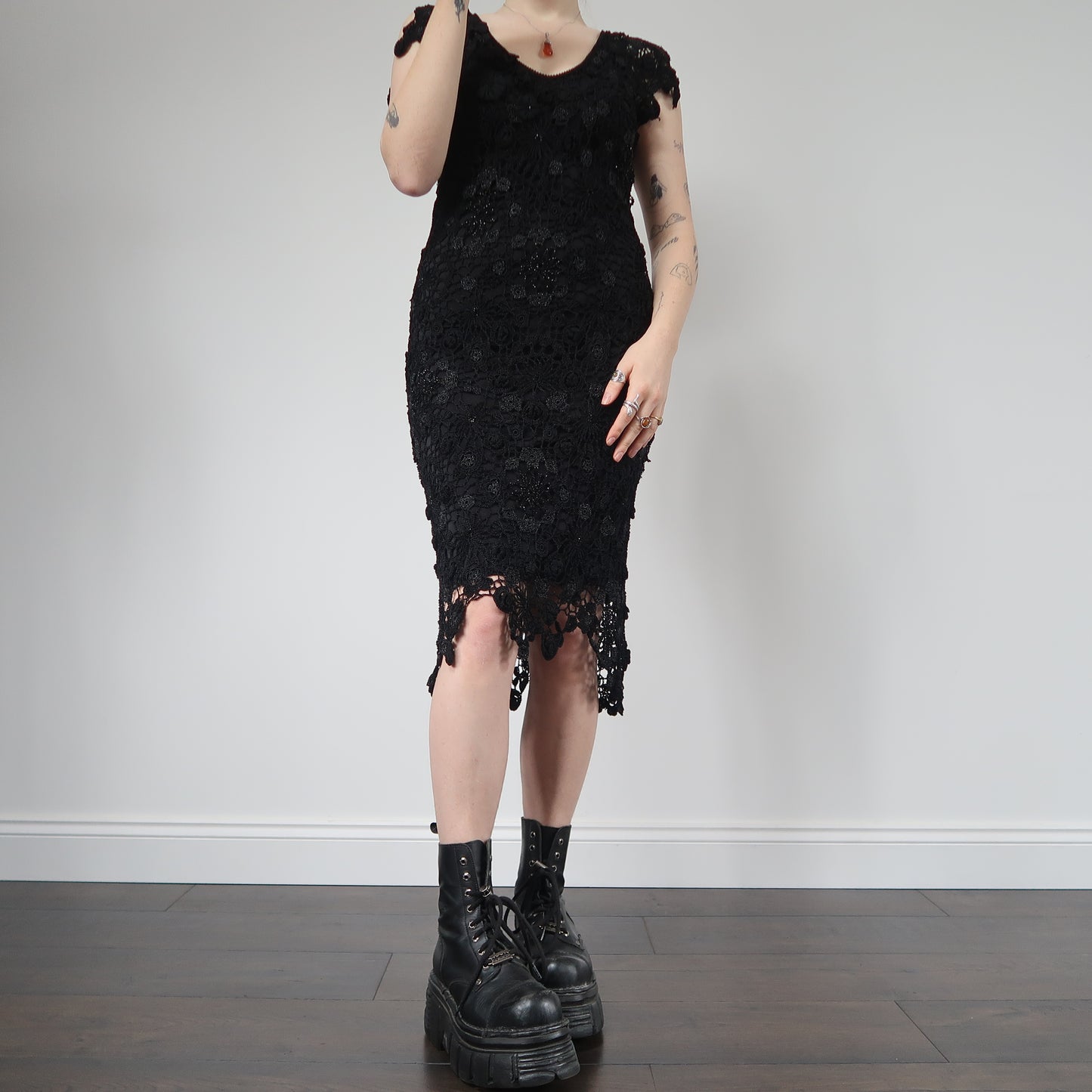 Black crochet dress - size 10
