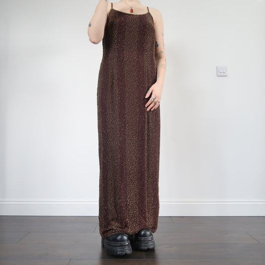 Brown beaded dress - size 12