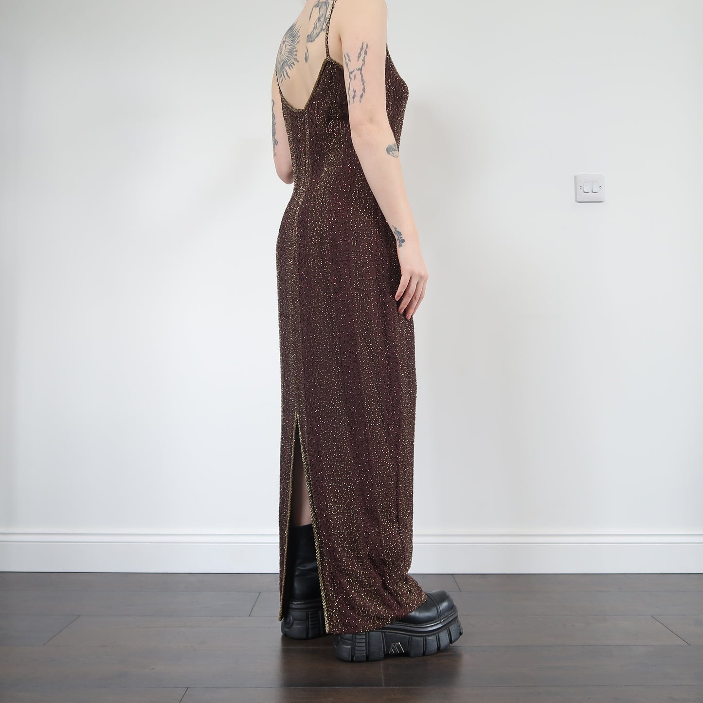 Brown beaded dress - size 12