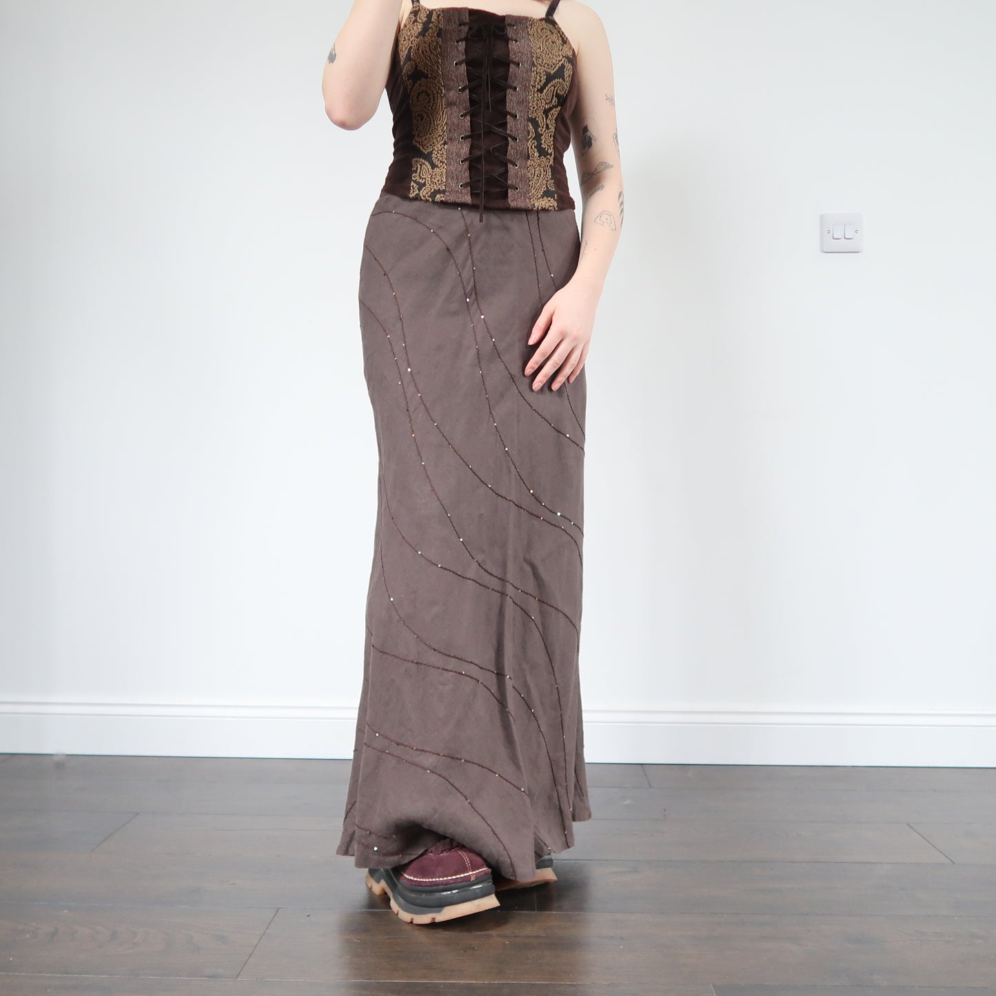 Brown maxi skirt - size 10/12