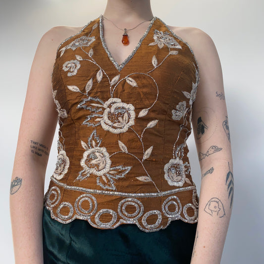 Embroidered corset top - size S/M