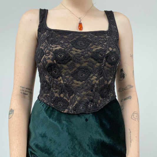 Black gold lace corset top - size 8/10