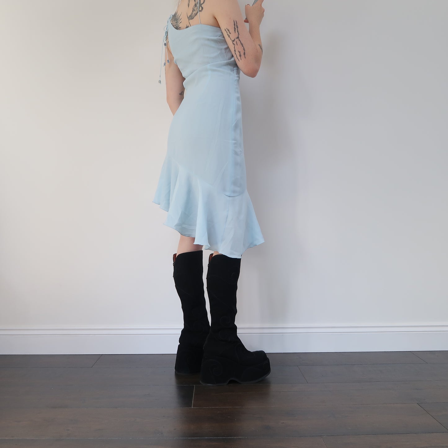 Baby blue asymmetric dress - size 10