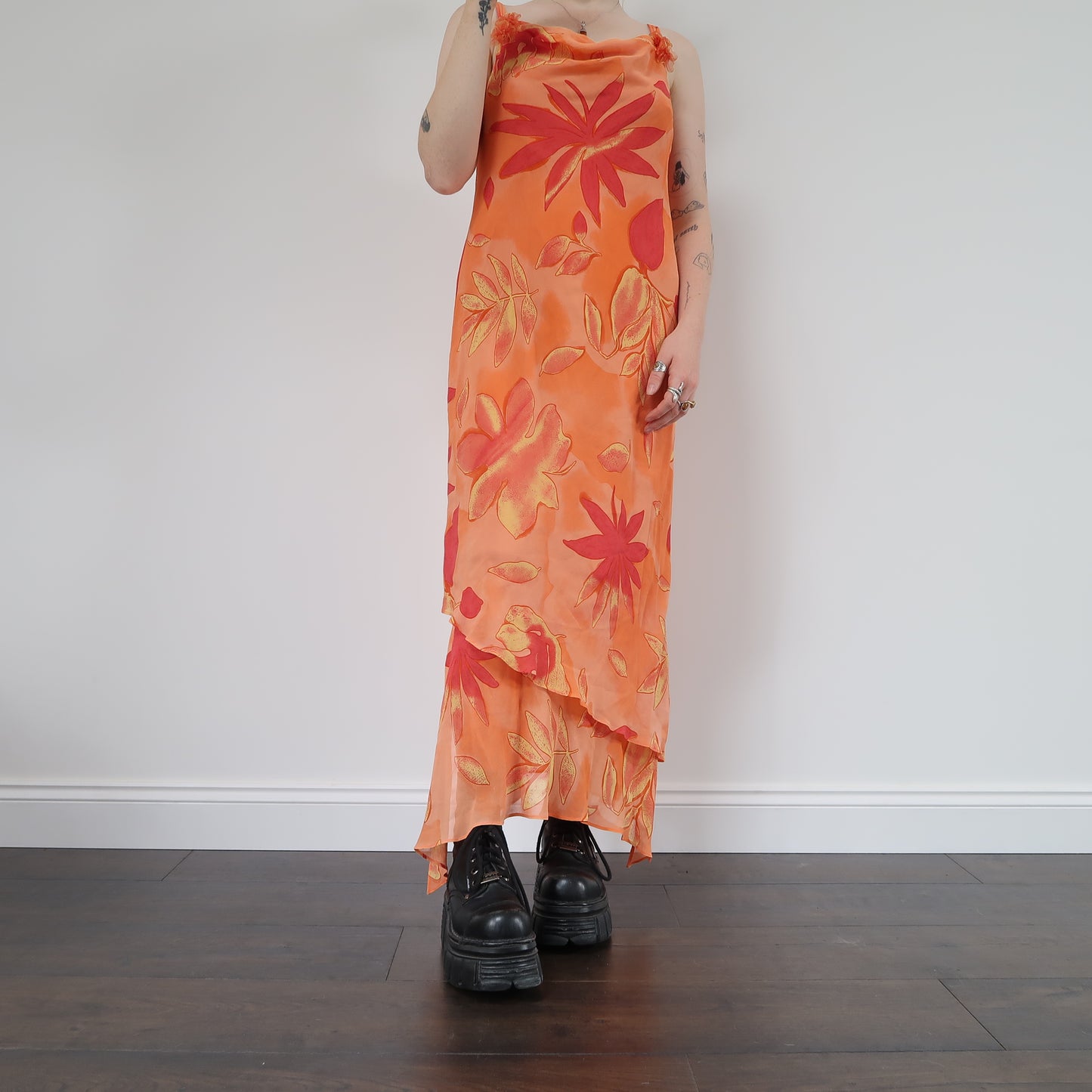 Orange floral dress - size 12