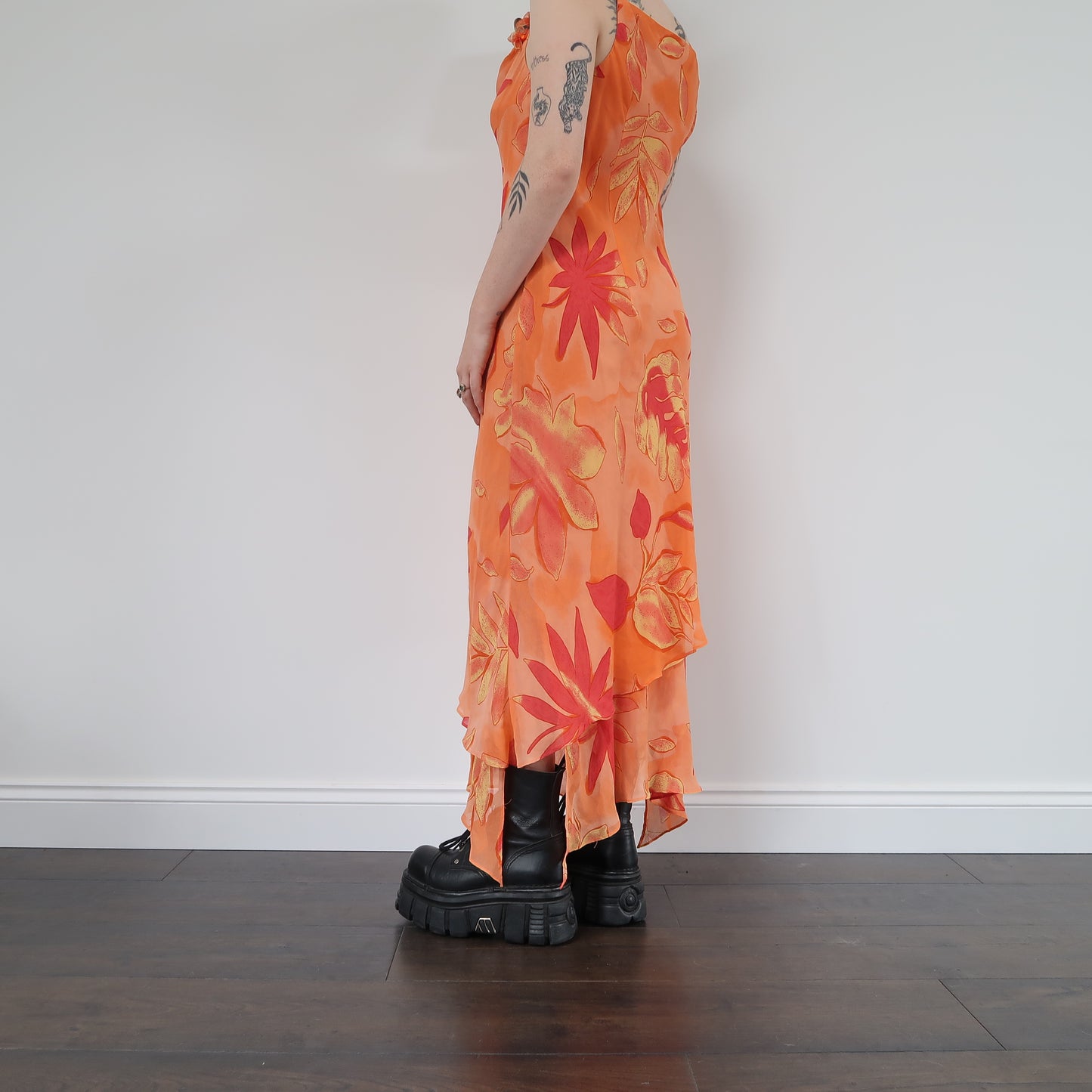Orange floral dress - size 12