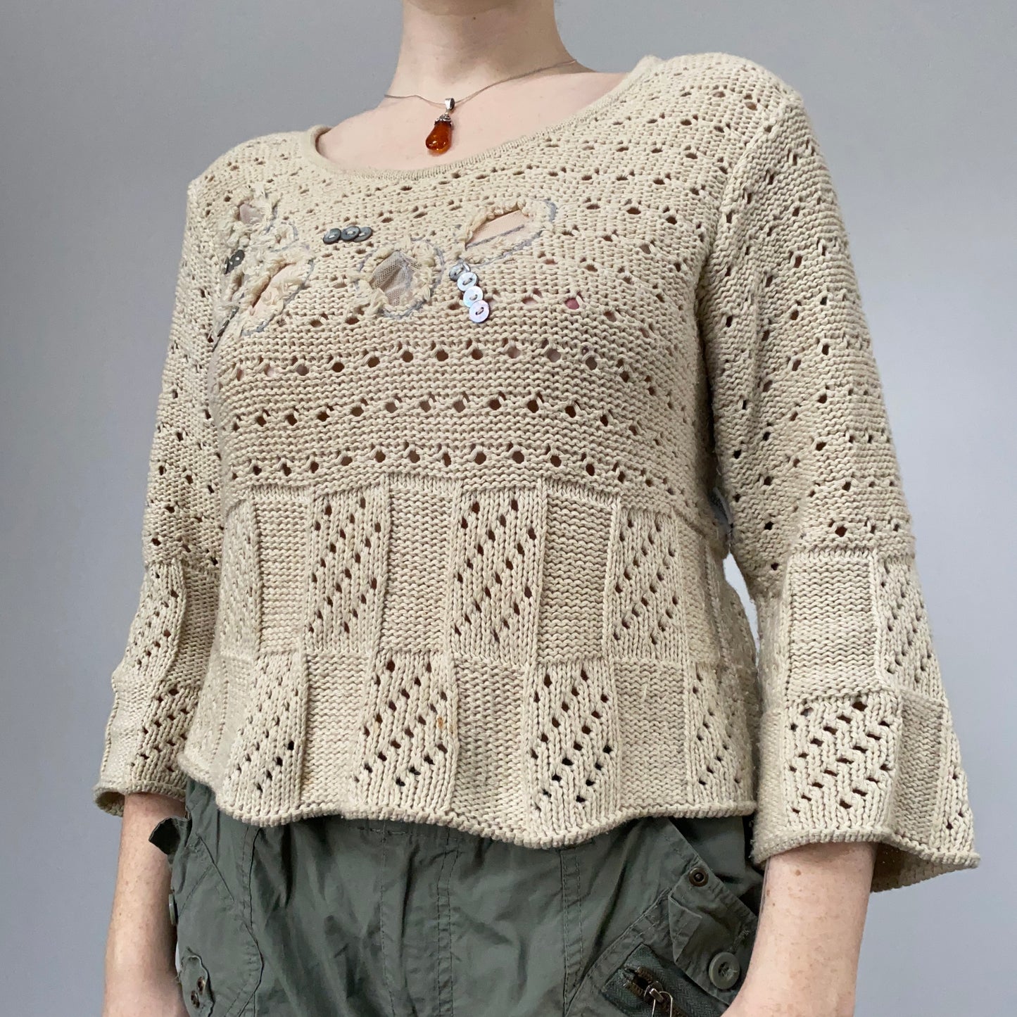 Cream knit top - size M