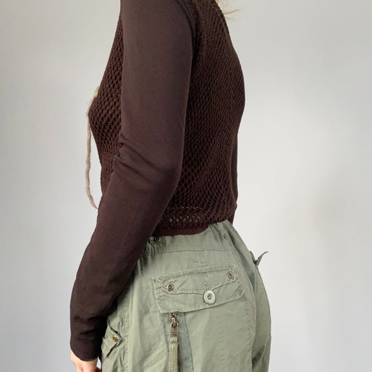 Brown knit wrap top - size M/L
